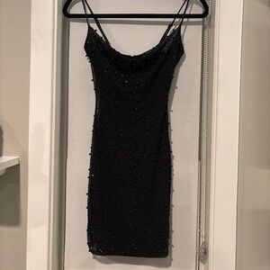 Beaded Black Mini Dress